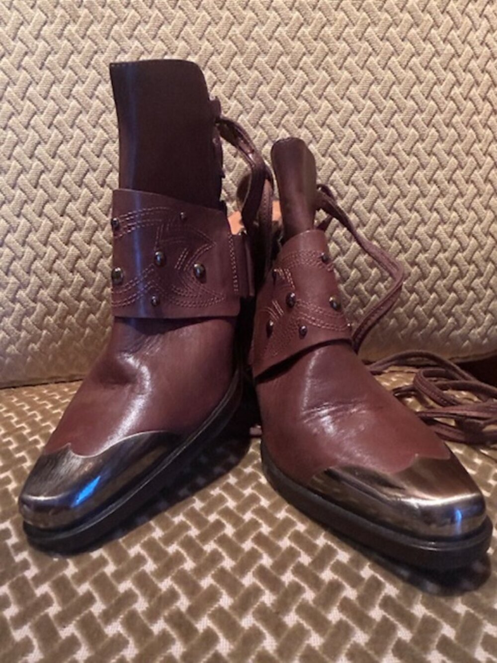 Free People Lush Brown Chocolate Leather Studded Rory Studded Shoe Boots NEW - Picture 8 of 16